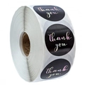 Holographic thank you seal stickers on black background for gift packaging roll - Black Background Holographic (A2)