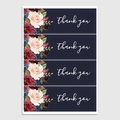 Dunkelblaue florale lange Rechteck Dankeschön-Aufkleber für Geschenke und Verpackungen - Blumenmuster 3 / 100 Aufkleber/Packung