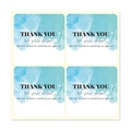 Pink watercolor square thank you stickers for packaging with order gratitude text - H-44 / Standard