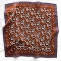 Dettaglio foulard in seta rosso ruggine con motivo paisley e bordo color lilla - Viola Opaco (ZS-2)