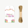 50pcs Happy Birthday gift tags with 10m hemp rope for festive present packaging decoration - Colorful Lights Style (P50)