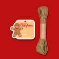 Etichette regalo di Natale a forma di pan di zenzero con 10m di corda di iuta - Stile Omino di Pan di Zenzero (P56)