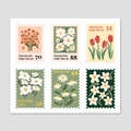 Set de 6 pegatinas de agradecimiento estilo sello vintage con diseños botánicos - Estilo H-204