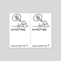 Minimalistische Aufkleber im Ins-Stil mit Cartoon-Figur und Text Expecting - Erwartungsvolles Geschenk Illustrationsstil (H-194)