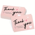 Pink heart-themed Thank You cards for small business orders and gift packaging - 30 Photos / Pink Heart Style (K-197)