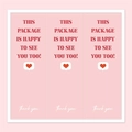 Pink rectangular stickers featuring This Package Is Happy To See You Too text and heart - THIS PACKAGE IS HAPPY TO SEE YOU TOO(b4) / 30 Pcs/Pack