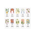 Pack of 10 rectangular floral thank you seal stickers with artistic flower illustrations - Floral Illustration Style (H-345)