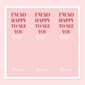 Pink rectangular gift seal labels with heart icons and thank you text for packaging - I'M SO HAPPY TO SEE YOU(b3) / 30 Pcs/Pack