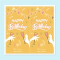 Gelbe rechteckige Happy Birthday Aufkleber für Geschenkboxen und Verpackungssiegel - Gelber Champagner Stil (H1)