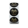 Roll of black and gold Thank You For Supporting My Small Business stickers - Black With Gold Text