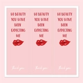 Pink rectangular adhesive labels set with red lips and 'Hi Beauty' message stickers - HI BEAUTY YOU HAVE BEEN EXPECTING ME(b5) / 30 Pcs/Pack