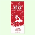Red 2022 Merry Christmas rectangular self-adhesive sticker with reindeer and stars - 50 Sheets/Pack / Reindeer Silhouette Red & White Style (P6)