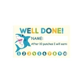 Cartoon shark reward punch card in beige for students with well done message - Shark Style (k-167)