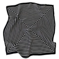 Macro detail of high-quality silk scarf featuring black and white geometric square patterns - Black and White Geometric Stripes (ZS-47)