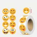 Roll of 500 waterproof yellow smiley face reward stickers for kids, 25mm diameter stickers - Round Sticker - Emoji 1