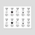 Minimalistische Thank You stickers met zon- en hartpatronen, vel van 10 stuks wit - Schattige Weerstijl (H-259) 100 Stickers