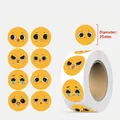 500-count roll of 25mm yellow waterproof smiley face reward stickers for children's toys - Emoji Sticker - Emoji 4 (Orange)