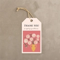 Rectangle floral thank you tag with white daisy in vase design and jute twine - Pink Vase Floral Style