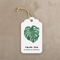 White floral gift tag with monstera leaf and Thank You message including hemp rope - Green Monstera Leaf Style