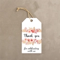 Floral Thank You gift tags with hemp rope for wedding and party favor packaging - Pink and Orange Celebration Style