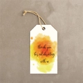 Etiqueta blanca para regalo con diseño de acuarela y cuerda de yute para gracias - Estilo Acuarela Amarillo Naranja (i)
