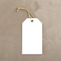 Minimalist rectangular white blank gift tag with natural jute twine for diy packaging - White Beveled Blank Style