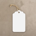 Minimalist white scalloped gift tags with natural twine cord for DIY packaging - White Scalloped Blank Style
