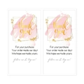 Pink watercolor rectangle thank you labels with gold foil accents for gift boxes - H-212