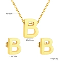 Gold stainless steel letter B necklace and earrings set with 45cm chain and dimensions - Gold Letter B (SE1244B1G)