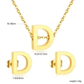 Polished gold initial D jewelry set including letter necklace and stud earrings - Gold Letter D (SE1244D1G)