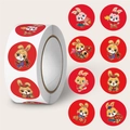 Rollo de pegatinas de conejo para el Año Nuevo Chino con motivos festivos rojos de primavera - Elementos Festivos Conejo de Dibujos Animados (AW086) / 200 Piezas por Rol