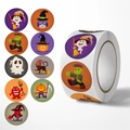 Halloween Aufkleber Rolle mit verschiedenen Motiven wie Kürbis Geist und Eule - Halloween Cartoon Tier Illustration Stil (WSJ-3) / 2.5cm