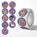Rotolo di adesivi Halloween con zucca e strega per decorazioni regalo a tema festivo - 2.5cm / Tema Viola per Festa di Halloween (WSJ-6)