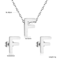 Juego de joyas con letra F con collar y pendientes de acero inoxidable pulido - Plata Letra F (SE1244F1S)