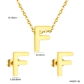 Gold letter F jewelry set with 45cm necklace and earrings in stainless steel - Gold Letter F (SE1244F1G)