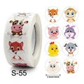 Rouleau de 500 autocollants de récompense animaux mignons pour enfants avec 8 designs variés - Série d'Animaux de la Forêt (S-55) / 25mm