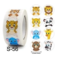 Rouleau de gommettes animaux mignons de 2,5 cm pour récompenses d'enfants et profs - Série d'Animaux Sauvages (S-56) / 25mm