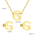 Golden stainless steel jewelry set with uppercase letter G necklace and stud earrings - Gold Letter G (SE1244G1G)