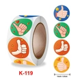 Adesivi colorati pollice in su per bambini con stelle e cuori in rotoli da 1 pollice - Misura Standard / Adesivi Premiazione Cartone Animato Pollice in Su (K-119)