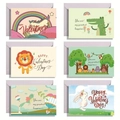 6er-Pack Valentinstagskarten mit Tiermotiven und hellvioletten Umschlägen - Dschungeltiere Valentinstag (Stil 3)