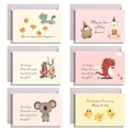 Cartoon Tier Grußkarten Set mit 6 Designs und Umschlägen für Kinderfeste und Anlässe - Waldtier-Kombination (Stil 4)