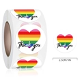 Roll of 1 inch rainbow heart Thank You stickers for gift packaging and seal decoration - Rainbow Heart Style (Style B)