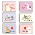 Set di 6 biglietti di San Valentino con alpaca rosa per bambini e buste incluse - Stile a Tema Alpaca Cartone Animato (Stile 3)