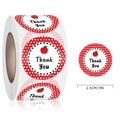 Roll of 1-inch Thank You stickers with red apple design and polka dot borders - Red Polka Dot Apple Style (Style A)