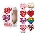 Rotolo da 8 stili di adesivi a cuore da 1 pollice con motivi colorati e scritta Love You - Cuori Dai Motivi Diversi (款2)