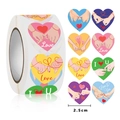 Roll of heart-shaped love stickers for Valentine's Day gifts, featuring 8 romantic designs - Hand Holding Red String Theme (款5)
