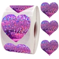 Adesivi olografici viola a cuore laser in rotolo per fai da te di San Valentino e sigillo - 38MM / Viola