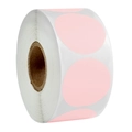 Pink round color-coded dot label stickers on a white roll with cardboard core - 500 Pcs/Roll / Pink
