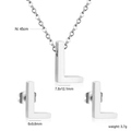 Silver stainless steel jewelry set with letter L pendant necklace and matching stud earrings - Silver Letter L (SE1244L1S)