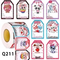 Rouleau de 500 autocollants de la Saint Valentin avec animaux pour étiquettes cadeaux - Style Animaux de Dessin Animé (Q211)